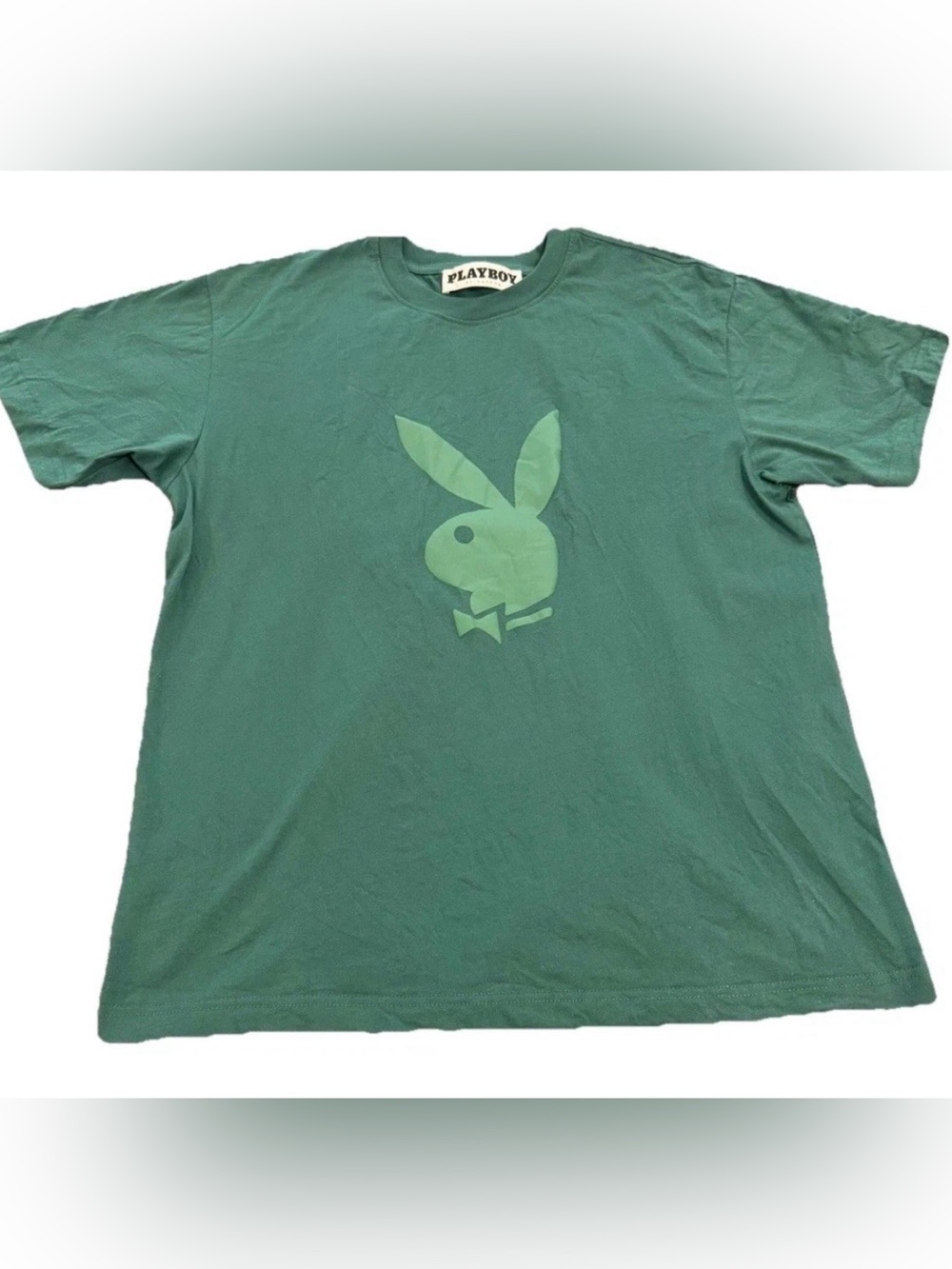 PLAYBOY Green Graphic Bunny Short Sleeve Tee Mens size Medium